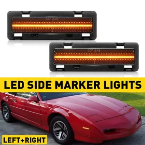 For 1982 1983 1984-1992 Chevy Camaro Firebird Amber LED Side Bumper Marker Light - Picture 1 of 16