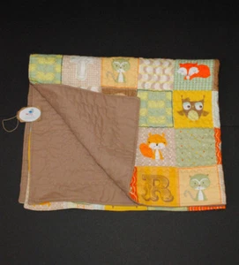 PeetiePie Unisex Baby Security Blanket Lovey Fox Turtle Owl Orange Green Yellow - Picture 1 of 7