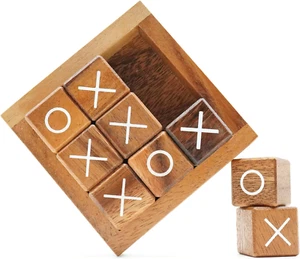 Wooden Tic Tac Toe Board Game for Family Party Room Table Decor Size 4X4 Inch - Picture 1 of 9