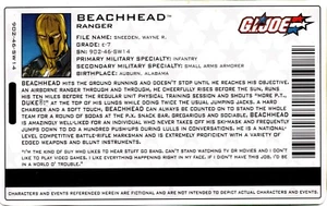 Hasbro G.I. Tarjeta de archivo Joe: 2004 Valor vs Venom Beachhead (v7) Ranger - Imagen 1 de 1