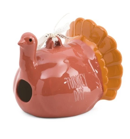 Rae Dunn 6 Inch "Turkey Day" Birdhouse Ceramic Decor Thanksgiving Cover