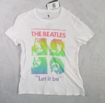 Женская футболка Junk Food Small The Beatles Let it Be с коротким рукавом белая графическая - Изображение 1 из 4