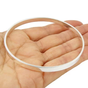 Sterling Silver Circle Bangle Solid Hallmarked 925 Bracelet for Women Gift Boxed - Picture 1 of 6