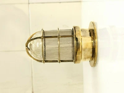 Ancienne lampe cage cloisonnée marine en laiton | plafond de navire nautique ... - Photo 1/4