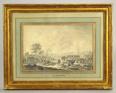 = 1793 DIRK LANGENDYK (Dutch, 1748-1805) Watercolor, Ink & Wash Battle Scene - Image 1 of 4