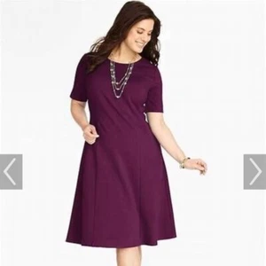 Size 4 Talbots Purple Ponte Fit and Flare Dress - Picture 1 of 6