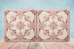 Azulejos de pared de cerámica victoriana - Juego de 2 azulejos de cerámica para salpicadero de cocina para baño - Imagen 1 de 3