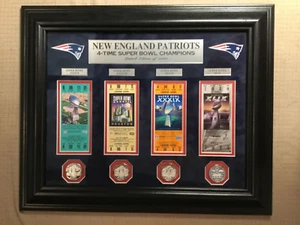 New England Patriots 4-Time Super Bowl Champions Deluxe Gold Coin Ticket #517/1k - Picture 1 of 9