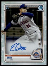 2020 Bowman Draft Chrome Pick Autographs Refractor Eric Orze Auto /499 New York