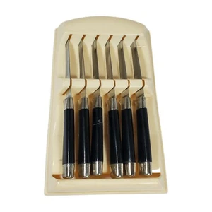 Vintage 6 Richardson Sheffield Steak Knives Forever Sharp Stainless Wall Holder - Picture 1 of 4