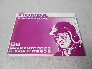 Honda Owner's Manual 1988 SB50 ELITE 50ES & SB50P ELITE 50E 00X31-GS6-6000 - Picture 1 of 5