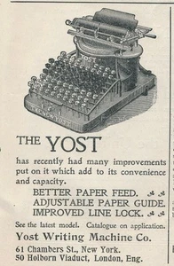 Magazine Ad - 1897 - Yost Writing Machine Co., New York - Typewriters - Picture 1 of 1