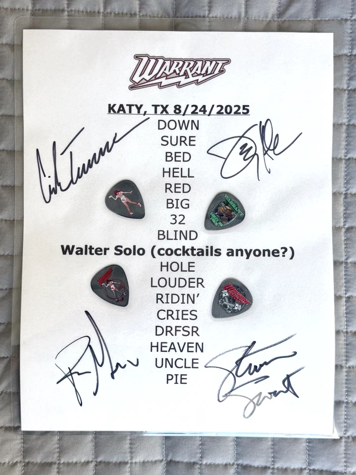 Warrant ** SIGNED** Setlist Katy, TX **LAMINATED** - Image 1 of 1