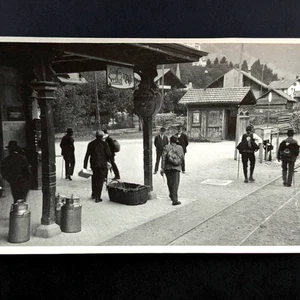 Antique Photo Switzerland Train Station Scene Seetal Railway Line - Picture 1 of 5