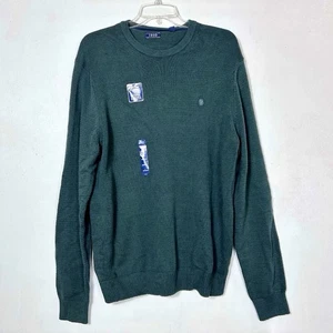 IZOD Crew Neck Knit Pullover Sweater Dark Green Gables Mens Large Holiday Office - Picture 1 of 24
