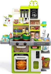 Kids Play Kitchen Set, Toddler Kitchen Playset with Sound & Light, Cooking St... - Picture 1 of 7