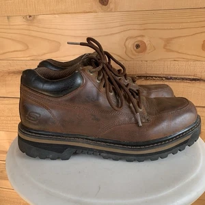 VTG Skechers Mens 10.5 Low Boots Chunky Chukka Y2K Grunge Leather Brown - Picture 1 of 10