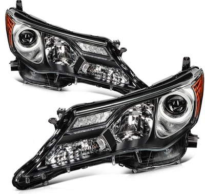 For 2013-2015 Toyota RAV4 2.5L Headlights Assembly Pair Black Housing Clear Lens - Image 1 of 4