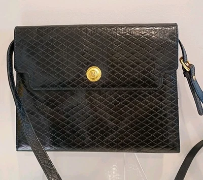 Bolso de Hombro Albert Nipon Vintage Clásico Cuero Acolchado Negro Correa Extraíble Foto 1 de 4