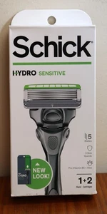 Schick Hydro SENSITIVE Aloe & Vit B5 5 Blade Razor Handle +2 Cartridge Refills - Picture 1 of 6