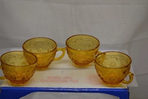 4 TAZAS DE CAFÉ VINTAGE BROCKWAY GLASS CO. ÁMBAR SIN ASTILLAS NI GRIETAS - Imagen 1 de 3