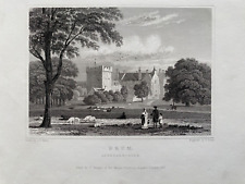 1831 Antique Print; Drum Castle, near Drumoak Aberdeenshire after Neale