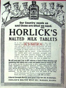 'HORLICKS' WW1 Malted Milk Tonic Tablets Advert : Small 1915 Print - Picture 1 of 1