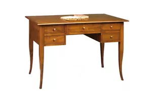 SCRIVANIA MOBILE PC STUDIO UFFICIO 5 CASSETTI ARTE POVERA NOCE SCURO CLASSICO - Photo 1 sur 7