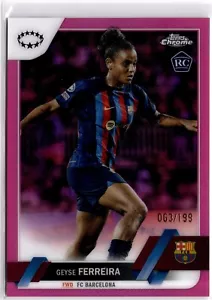 Geyse Ferreira 2022-23 Topps Chrome Women's Pink Refractor #16 FCB #063/199 - Picture 1 of 2