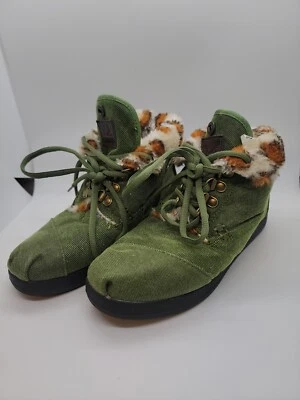 Toms Faux Fur Cheetah Print Women’s Lace Up High Top Button Sneakers / Size 5.5 — 第 1/4 张图片