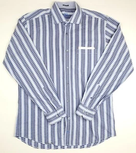 Bugatchi Uomo Men's Classic Fit Blue Casual Long Sleeve Button Down Shirt Sz L - Picture 1 of 6