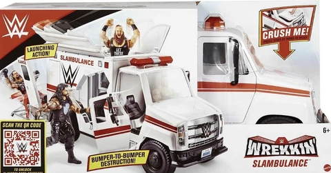 WWE Slambulance Wrekkin' Vehicle Breakaway Ambulance, for 6-Inch Action Figure Cover