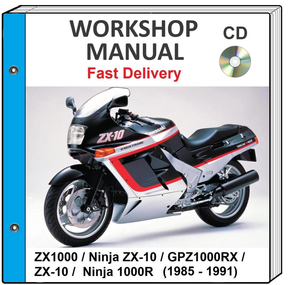 KAWASAKI NINJA ZX10 ZX1000 1985 1986 1987 1988 MANUAL DE TALLER DE REPARACIÓN DE SERVICIO CD Foto 1 de 1