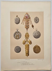 1858 KUNSTSCHÄTZE BUCH Ausstellung METALLIC Chromdruck TASCHENUHREN 17-18thC - Bild 1 von 5