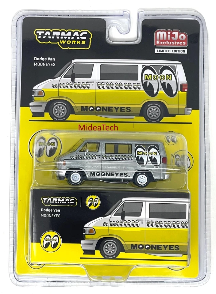 Tarmac Works Global64 1 64 Dodge Van Mooneyes Yellow Diecast Car T64G-TL032-ME