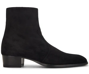 NIB Saint Laurent YSL Wyatt 40 Zipped Black Suede Leather Boots Sz 42 US 9 $1250 - Picture 1 of 15