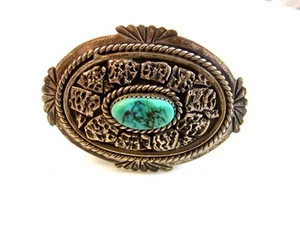 C.M. Yazzie Navajo Gürtelschnalle Silber & Türkis - Bild 1 von 3