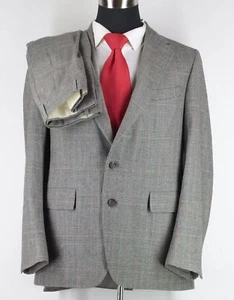 Ralph Lauren Chaps Men's Gray Glen Plaid 100% Wool Pleated Front Suit Sz 40L/32W - Picture 1 of 11
