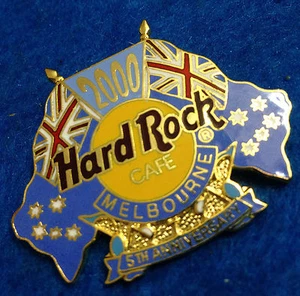 PIN MELBOURNE AUSTRALIA 5º ANIVERSARIO DOBLE BANDERA AUSTRALIANA 2000 Hard Rock Café - Imagen 1 de 1