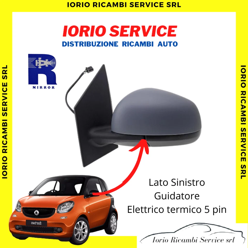 SPECCHIO RETROVISORE ELETTRICO TERMICO 5 PIN SINISTRO SX SMART FORTWO 453 >2014 - Immagine 1 di 1
