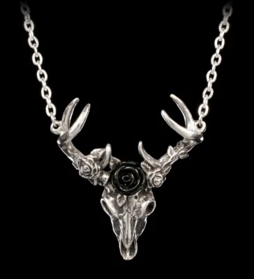 Alchemy Gothic Halskette - White Hart, Black Rose - Halsschmuck Hirsch Tracht -  - Bild 1 von 3