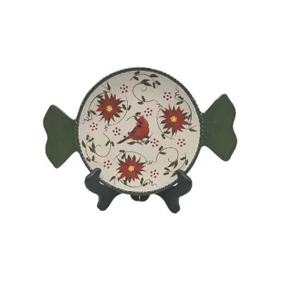 Plato para servir Temptations by Tara Cardinal y floral verde rojo en forma de caramelo  Foto 1 de 4