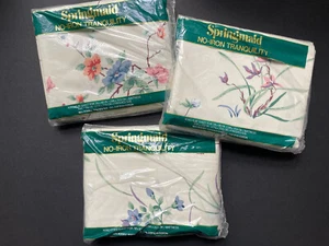 NEW 2 KING FLAT 1 FITTED SHEET Vintage SPRINGMAID Paradise BIRDS Flowers Floral - Picture 1 of 9