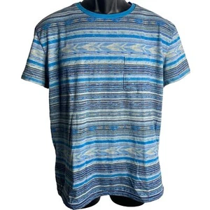 American Eagle Kurzarm T-Shirt M blau gestreift Tasche Rundhals Stretch - Bild 1 von 6