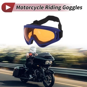 1 Pc Motorcycle Riding Goggles Orange Lens Deep Blue Frame PC PU - Picture 1 of 6