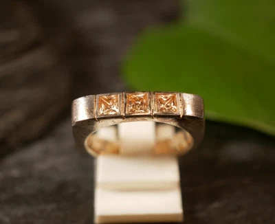 Eleganter 925 Sterling Silber Ring Esprit Orange Facettierter Besatz Matt - Bild 1 von 4