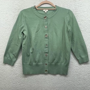 Maglione J Jill donna XS verde bottoni davanti cardigan elasticizzato manica 3/4 cotone - Foto 1 di 10