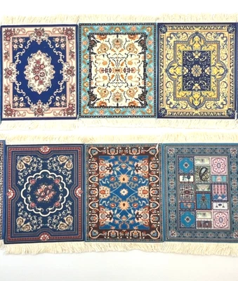 Miniature Vintage Oriental Rug Geometric Colorful Designs Dollhouse Barbie Play