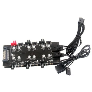 SATA 1 To 6Way PWM /ARGB Device Expander 4-Pin Cooling Fans Hub 12V Power Socket - Photo 1/10