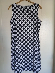 Lulu B Black And White Chain Link Print UPF 50+ Midi Dress Size Medium - Picture 1 of 9